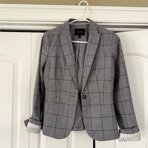 Banana Republic Charcoal Checkered Blazer